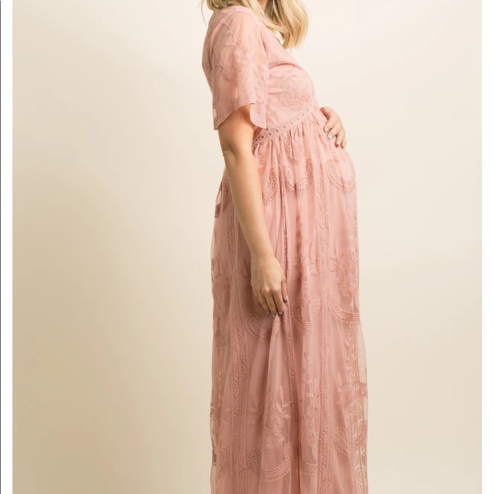 Pinkblush Blush Pink Lace Maxi Maternity Dress